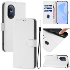 Per Honor 50 SE / Huawei nova 9 SE Custodia in pelle tinta unita effetto pelle con cordino (bianco)