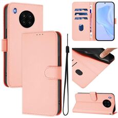 Per Honor 50 Lite / Huawei nova 8i Custodia in pelle tinta unita con cordino (rosa)