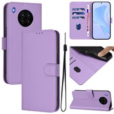 Per Honor 50 Lite / Huawei nova 8i Custodia in pelle tinta unita con cordino (viola lavanda)