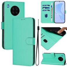 Per Honor 50 Lite / Huawei nova 8i Custodia in pelle tinta unita effetto pelle con cordino (verde)