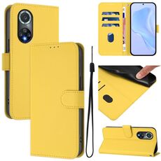 Per Honor 50 Pro / Huawei nova 9 Pro Custodia in pelle tinta unita con cordino (giallo limone)