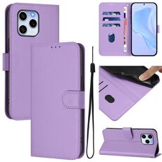 Custodia per telefono in pelle tinta unita per Honor 60 SE con cordino (viola lavanda)