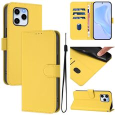 Custodia per telefono in pelle tinta unita per Honor 60 SE con cordino (giallo limone)