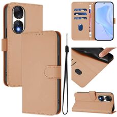 Custodia per telefono in pelle tinta unita per Honor 90 con cordino (nudo)