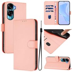 Per Honor 90 Lite / X50i Custodia in pelle tinta unita con cordino (rosa)