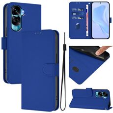Per Honor 90 Lite / X50i Custodia in pelle tinta unita con cordino (blu scuro)