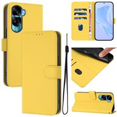 Per Honor 90 Lite / X50i Custodia in pelle tinta unita con cordino (giallo limone)