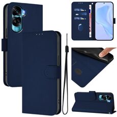 Per Honor 90 Lite / X50i Custodia in pelle tinta unita con cordino (blu navy)