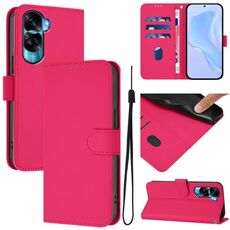 Per Honor 90 Lite / X50i Custodia in pelle tinta unita con cordino (rosso rosa)