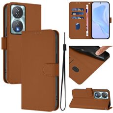 Per Honor 90 Smart / X7b 5G / 4G Custodia in pelle tinta unita con cordino (marrone)