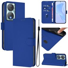 Per Honor 90 Smart / X7b 5G / 4G Custodia in pelle tinta unita con cordino (blu scuro)