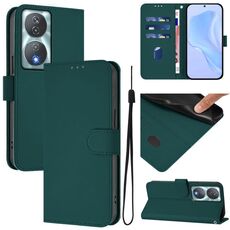 Per Honor 90 Smart / X7b 5G / 4G Custodia in pelle tinta unita con cordino (verde scuro)