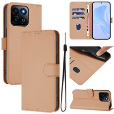 Custodia per telefono in pelle tinta unita Smart Skin Feel per Honor 200 con cordino (nudo)