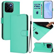 Custodia per telefono in pelle tinta unita Smart Skin Feel per Honor 200 con cordino (verde)