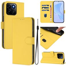 Custodia per telefono in pelle tinta unita Smart Skin Feel For Honor 200 con cordino (giallo limone)
