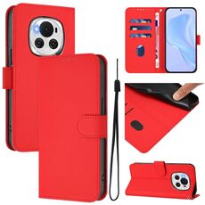 Custodia per telefono in pelle tinta unita For Honor Magic6 Skin Feel con cordino (rosso)