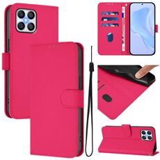 Per Honor X8 4G / X30i / Play6T Pro Custodia in pelle tinta unita con cordino (rosso rosa)