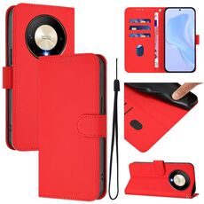 Per Honor X9b / Magic6 Lite 5G Custodia in pelle tinta unita con cordino (rosso)