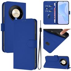 Per Honor X9b / Magic6 Lite 5G Custodia in pelle tinta unita con cordino (blu scuro)