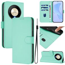 Custodia in pelle tinta unita per Honor X9b / Magic6 Lite 5G con cordino (verde menta)