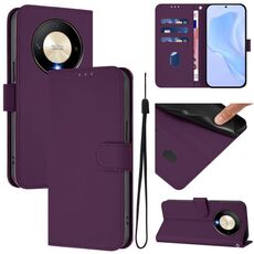 Per Honor X9b / Magic6 Lite 5G Custodia in pelle tinta unita con cordino (viola)
