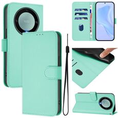 Custodia per telefono in pelle tinta unita per Honor X40 / X9a / Magic5 Lite con cordino (verde menta)