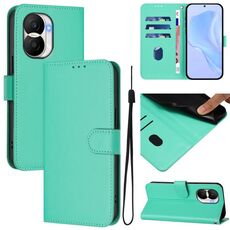 Custodia per telefono in pelle tinta unita per Honor X40i con cordino (verde)