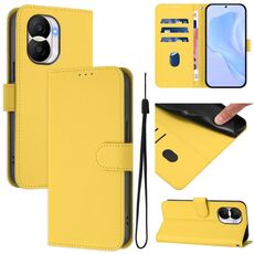 Custodia per telefono in pelle tinta unita con cordino per Honor X40i Skin Feel (giallo limone)