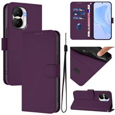 Custodia per telefono in pelle tinta unita per Honor X40i con cordino (viola)