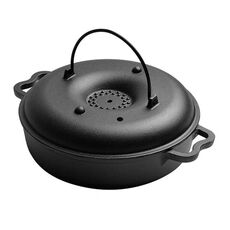 22cm Cast Iron Sukiyaki Pot Roast Sweet Potato Pot Round Barbecue Grill Pan With Lid Turkey Roasting Pan