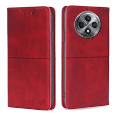Per OPPO Reno12 F 5G Custodia magnetica in pelle con texture di mucca (rosso)