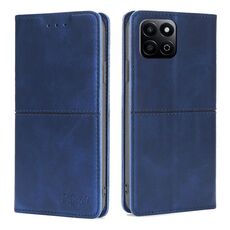 Custodia magnetica in pelle con texture di mucca per Honor Play 60 Plus (blu)