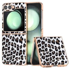 Per Samsung Galaxy Z Flip6 Custodia per telefono con stampa leopardata con rivestimento nano (argento)