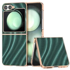 Per Samsung Galaxy Z Flip6 Custodia protettiva per telefono con motivo galattico con placcatura nano (verde)