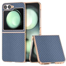 Per Samsung Galaxy Z Flip6 Custodia per telefono con texture in fibra di carbonio con galvanica nano (blu cielo)