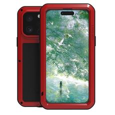 Per iPhone 16 Pro Max LOVE MEI Custodia per telefono antiurto impermeabile antipolvere in metallo (rosso)