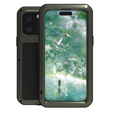 Per iPhone 16 Pro LOVE MEI Custodia per telefono antiurto impermeabile antipolvere in metallo (nero)