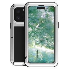 Per iPhone 16 Pro LOVE MEI Custodia per telefono antiurto impermeabile antipolvere in metallo (argento)