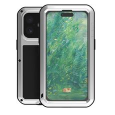 Per iPhone 16 LOVE MEI Custodia per telefono antiurto impermeabile antipolvere in metallo (argento)