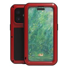 Per iPhone 16 LOVE MEI Custodia per telefono antiurto impermeabile antipolvere in metallo (rosso)