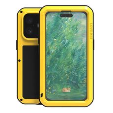 Per iPhone 16 LOVE MEI Custodia per telefono antiurto impermeabile antipolvere in metallo (giallo)
