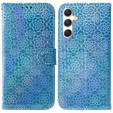 Per Samsung Galaxy S25+ 5G Custodia per telefono in pelle con fibbia magnetica colorata (blu)