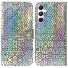 Per Samsung Galaxy S25+ 5G Custodia per telefono in pelle con fibbia magnetica colorata (argento)