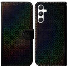 Per Samsung Galaxy S25+ 5G Custodia per telefono in pelle con fibbia magnetica colorata (nero)