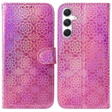 Per Samsung Galaxy S25+ 5G Custodia per telefono in pelle con fibbia magnetica colorata (rosa)