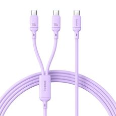 Cavo di ricarica rapida Baseus Silky Series da 1,5 m e 100 W da USB-C/Type-C a Dual Type-C (viola nebulosa)