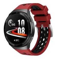 Per Huawei Watch GT 2e Cinturino in silicone con foro tondo a due colori (rosso nero)