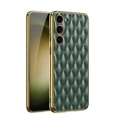 Per Samsung Galaxy S23 + 5G GKK Rhombus Pattern Galvanotecnica Plain PU Custodia per telefono (verde)