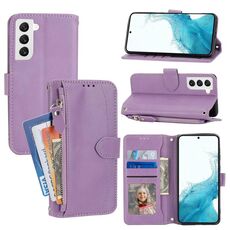 Per Samsung Galaxy S23+ 5G Custodia per telefono in pelle con cerniera in pelle d'olio (viola)