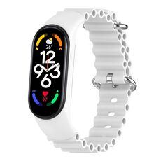 Per Xiaomi Mi Band 7/6/5/4/3 cinturino traspirante in silicone marino tinta unita (bianco)